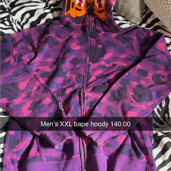 Bape Men's Zip Up Sweater - Purple Camouflage